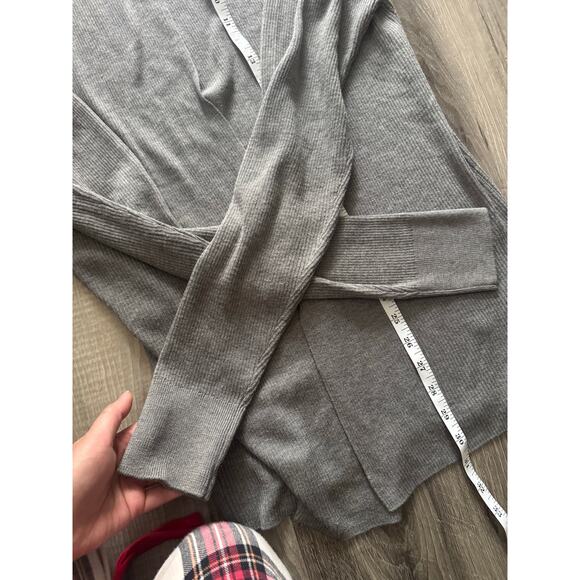 AllSaints Nomo Open Cardigan Gray Ribbed Lightweight Sweater Jacket Mens M - Picture 10 of 11